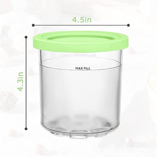 VRINO Creami Containers, for Ninja Creamy Pints and Lids,16 OZ Ice Cream Containers Airtight and Leaf-Proof Compatible NC301 NC300 NC299AMZ Series Ice Cream Maker