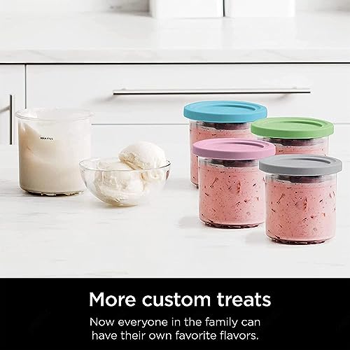 UNDR 2/4/6PCS Creami Pints and Lids, for Ninja Creamy Pints,16 OZ Icecream Container Airtight,Reusable Compatible NC301 NC300 NC299AMZ Series Ice Cream Maker,Blue+Green-2PCS