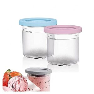 disxent 2/4/6pcs creami deluxe pints, for ninja creami ice cream maker,16 oz ice cream containers for freezer reusable,leaf-proof compatible nc301 nc300 nc299amz series ice cream maker,pink+blue-4pcs