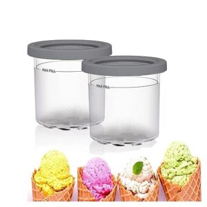 2/4/6pcs creami containers , for creami ninja ice cream pint containers ,16 oz pint ice cream containers with lids airtight,reusable compatible nc301 nc300 nc299amz series ice cream maker ,gray-4pcs