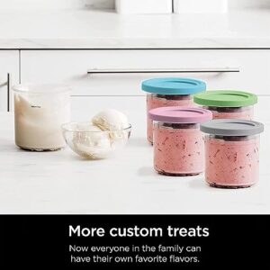 EVANEM 2/4/6PCS Creami Pints, for Creami Ninja,16 OZ Creami Pints Airtight,Reusable for NC301 NC300 NC299AM Series Ice Cream Maker,Pink-2PCS