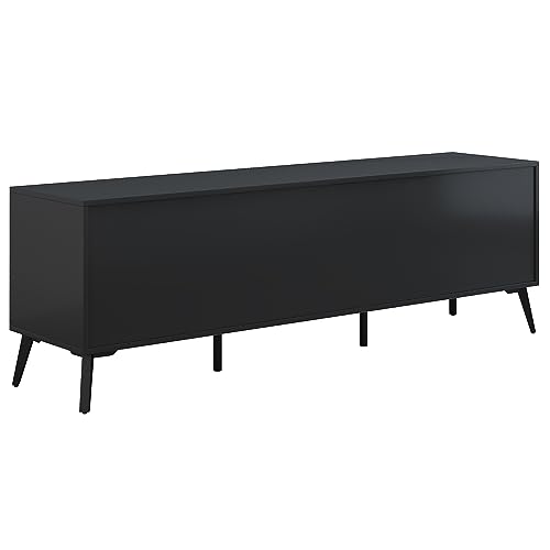 Merax Modern TV Stand for 70" Television, Entertainment Center with Adjustable Shelves, 1 Drawer, Open Shelf and Metal Feet, Media Console Table, for Living Room, 66.9 inch Length, Black