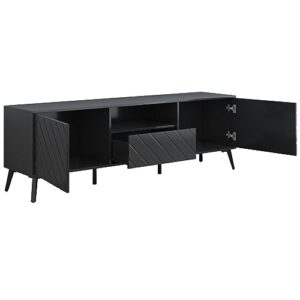 Merax Modern TV Stand for 70" Television, Entertainment Center with Adjustable Shelves, 1 Drawer, Open Shelf and Metal Feet, Media Console Table, for Living Room, 66.9 inch Length, Black