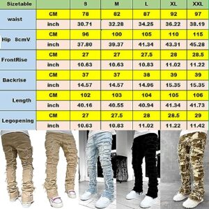 Giraropa Men Ripped Jeans Slim Fit Denim Pants Distressed Stacked Trousers Casual Stretch Long Pants Y2K Hip Hop Straight Jeans (Black, M)