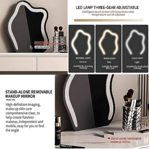 ZGNBSD Luxury Vanity Set - Elegant Makeup Table with Intelligent Mirror, Storage & Comfy Chair, Crafted Solid Wood Bedroom Vanity, for Her