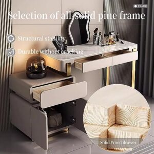 ZGNBSD Luxury Vanity Set - Elegant Makeup Table with Intelligent Mirror, Storage & Comfy Chair, Crafted Solid Wood Bedroom Vanity, for Her