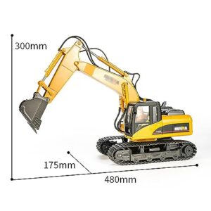 RKSTD 21-Channel Rc Excavator with Metal Shovel, 1/14 Scale Rc Excavator Engineering Vehicle, 2.4G Rc Excavator with Light and Music, Simulation Smoking Toy, Adult Gift for Boys