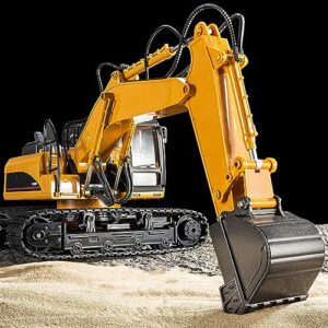 rkstd 21-channel rc excavator with metal shovel, 1/14 scale rc excavator engineering vehicle, 2.4g rc excavator with light and music, simulation smoking toy, adult gift for boys