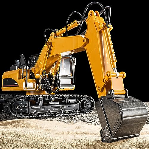 RKSTD 21-Channel Rc Excavator with Metal Shovel, 1/14 Scale Rc Excavator Engineering Vehicle, 2.4G Rc Excavator with Light and Music, Simulation Smoking Toy, Adult Gift for Boys