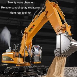 RKSTD 21-Channel Rc Excavator with Metal Shovel, 1/14 Scale Rc Excavator Engineering Vehicle, 2.4G Rc Excavator with Light and Music, Simulation Smoking Toy, Adult Gift for Boys