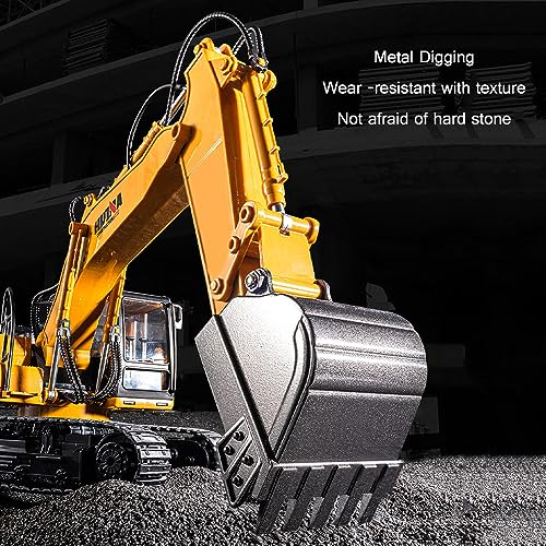 RKSTD 21-Channel Rc Excavator with Metal Shovel, 1/14 Scale Rc Excavator Engineering Vehicle, 2.4G Rc Excavator with Light and Music, Simulation Smoking Toy, Adult Gift for Boys