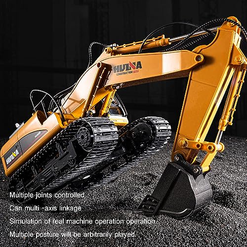 RKSTD 21-Channel Rc Excavator with Metal Shovel, 1/14 Scale Rc Excavator Engineering Vehicle, 2.4G Rc Excavator with Light and Music, Simulation Smoking Toy, Adult Gift for Boys