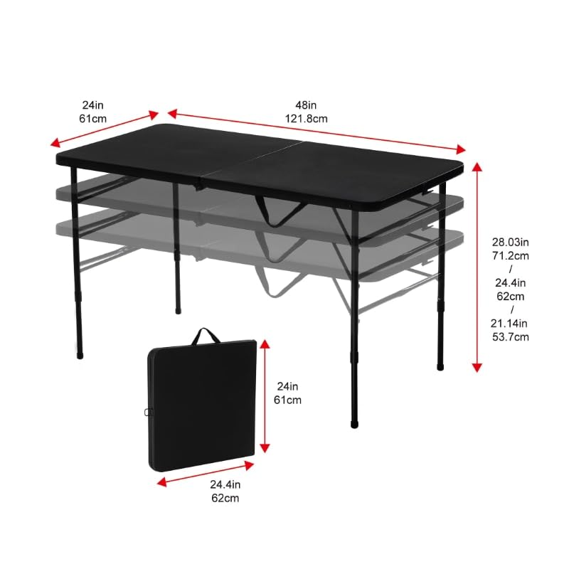 Dinning Table Set Furniture Mainstays 4 Foot Fold-in-Half Adjustable Table, Rich Black Dinning Table