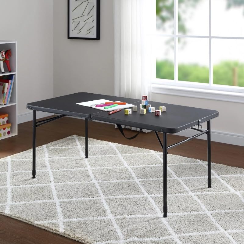 Dinning Table Set Furniture Mainstays 4 Foot Fold-in-Half Adjustable Table, Rich Black Dinning Table