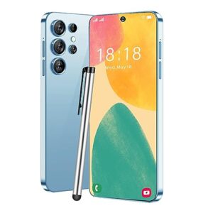 unlocked mobile phones, 6.8 inch fhd face unlock smart phone, 13+48mp dual camera, 8gb 256gb, 2.4/5g wifi, three card slots, 5800mah for android 12 (sky blue)