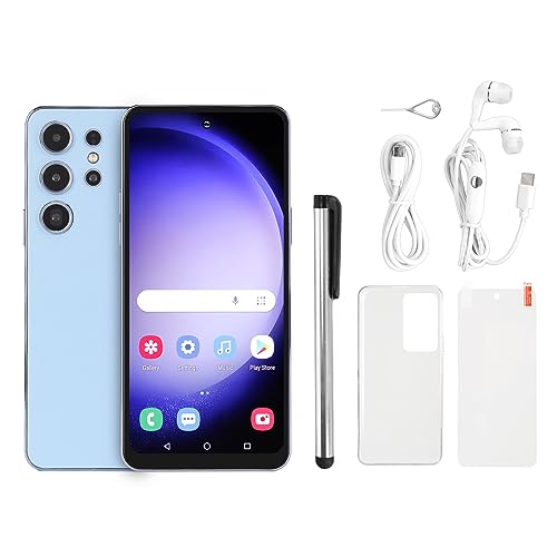 Unlocked Mobile Phones, 6.8 inch FHD Face Unlock Smart Phone, 13+48MP Dual Camera, 8GB 256GB, 2.4/5G WiFi, Three Card Slots, 5800mAh for Android 12 (Sky Blue)