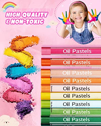 Art Supplies,208 Pack Art Set Drawing Kit for Girls Boys Artist, Deluxe Gift Art Box with Trifold Easel,Includes Oil Pastels, Crayons, Colored Pencils, Coloring Book, Scissors, Origami Paper 40 Sheets