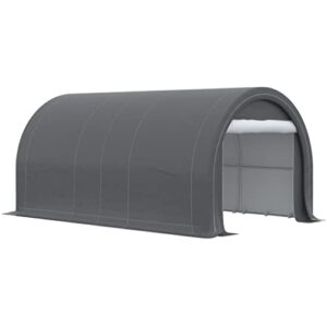 zgjhff 16' x 10' carport, heavy duty portable garage/storage tent ， garden tools, outdoor work, gray