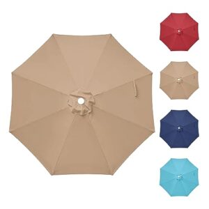 yssoa 9' patio umbrella replacement 8 ribs, 9ft-canopy, tan-canopy