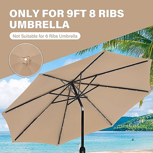 YSSOA 9' Patio Umbrella Replacement 8 Ribs, 9ft-Canopy, Tan-Canopy