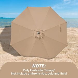 YSSOA 9' Patio Umbrella Replacement 8 Ribs, 9ft-Canopy, Tan-Canopy