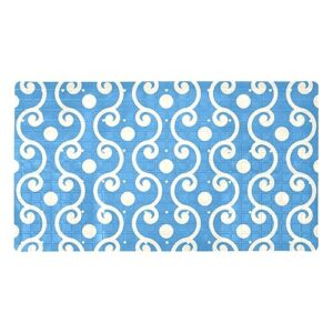 bath tub shower mat - anti-slip pvc material 15.1x26.8 in, gentle cushioning quick drying suction cups reliable solution - blue traditional texture pattern non-slip floor mat