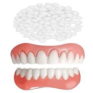 fake teeth, 2 pcs veneers dentures socket for women and men, dental veneers for temporary tooth repair upper and lower jaw-13