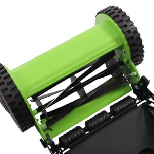 TBVECHI Lawn Mower, 12" 5-Blade Reel Manual Lawn Mower, Adjustable Cutting Handle Height Push Reel Lawn Mower w/23L Grass Catcher
