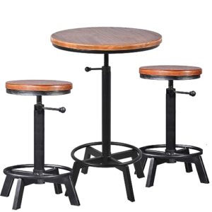 bokkolik farmhouse 3 pieces bar table set with chairs for kitchen pub coffee shop industrial bistro table and bar stools dining room