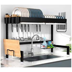 2-tier dish drying rack organizer, over sink storage rack, dish drainer with drain pan, kitchen organize stand with phone holder, kitchen counter supplies storage shelf (color : 63cm) (63cm)