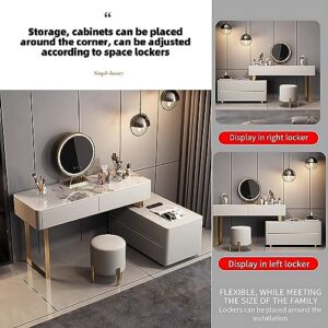 ZGNBSD Luxury Makeup Vanity Table - Makeup Table with Drawers, Stool & Smart Mirror | Elegant Bedroom Vanity Set for Glamorous Beauty