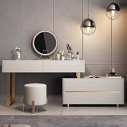 ZGNBSD Luxury Makeup Vanity Table - Makeup Table with Drawers, Stool & Smart Mirror | Elegant Bedroom Vanity Set for Glamorous Beauty