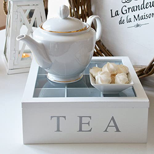 linshesf Bamboo Tea Organizer, Wooden Tea Box Tea Bag Organizer, Tea Bag Box Storage Container Organizer Holder for Kitchen Cabinet, Countertop, Pantry