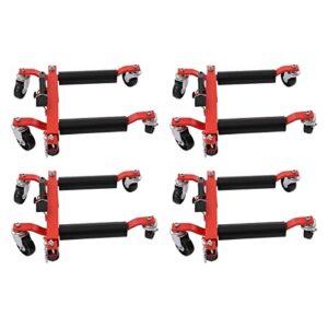 Harbin-Star 1500 LBS Car Wheel Dolly Jack Set of 4, Hydraulic Car Skates, 12'' Wheel Vehicle Positioning Jack, Heavy Duty Rollers with Foot Pedal for Tire Auto Repair Moving, Black & Red