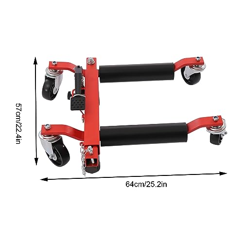 Harbin-Star 1500 LBS Car Wheel Dolly Jack Set of 4, Hydraulic Car Skates, 12'' Wheel Vehicle Positioning Jack, Heavy Duty Rollers with Foot Pedal for Tire Auto Repair Moving, Black & Red