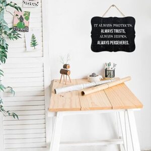 Distressed Wood Home Sign It Always Protects, Always Trusts, Always Hopes, Always Perseveres Motivational Wood Plaque Sign Quote Rustic with Saying Quotes Home Décor Signs for Kitchen Cabin 8x10 Inch