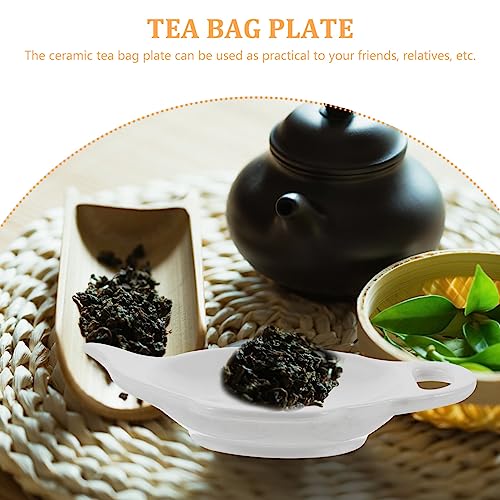 Cabilock Teabag Holder Tea Bag Plate Decorative Ceramic Teabag Tray Delicate Teabag Dish Seasoning Dishes Soy Dipping Bowls Spoon Rests -S