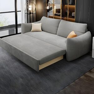lakiq contemporary fabric sofa bed with storage convertible sleeper sofa couch bed square arm sofa bed with bolster pillows(49" l x 35" w x 28" h)