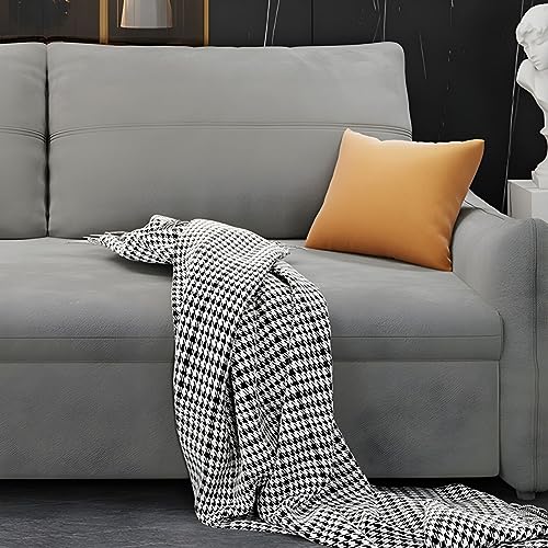 LAKIQ Contemporary Fabric Sofa Bed with Storage Convertible Sleeper Sofa Couch Bed Square Arm Sofa Bed with Bolster Pillows(49" L x 35" W x 28" H)