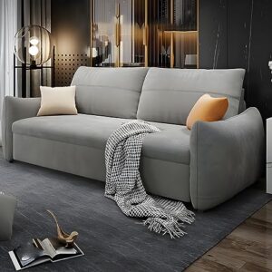 LAKIQ Contemporary Fabric Sofa Bed with Storage Convertible Sleeper Sofa Couch Bed Square Arm Sofa Bed with Bolster Pillows(49" L x 35" W x 28" H)