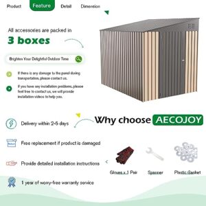 AECOJOY Lean to Storage Shed, 6' x 8' Metal Side Door Sheds & Outdoor Storage, Wall Outdoor Storage Cabinet for Garden