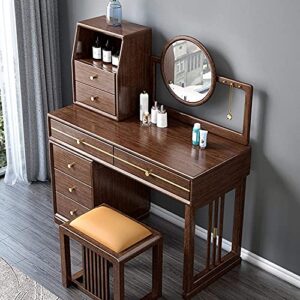 LEONYS Vanity Dressing Table or Makeup Desk with 7-Drawers, with Mirror,Cushioned Stool, Home Furniture Bedroom Makeup Vanity Table Stool Set