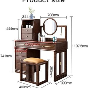 LEONYS Vanity Dressing Table or Makeup Desk with 7-Drawers, with Mirror,Cushioned Stool, Home Furniture Bedroom Makeup Vanity Table Stool Set