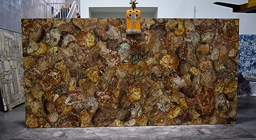 30 x 48 Inches Dining Table Top with Brown Petrified Resin Art Rectangle Shape Marble Meeting Table from Indian Art and Crafts