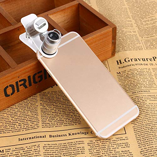 60X Magnifying Glass Mobile Phone Lens Camera LED Microscope Magnifier with Clip