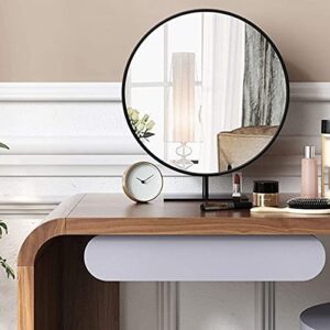 LEONYS Vanity Desk Sets with Mirror and Bench Dressing Table with Cushion Stool for Bedroom, Small Makeup Vanity Set with 2 Organizer Drawers