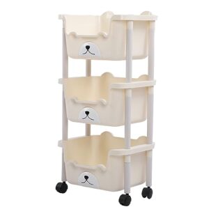 mobile utility cart with caster wheels, rolling cart detachable utility storage cart heavy duty storage basket organizer shelves, easy assemble for office, bathroom, kitchen (3