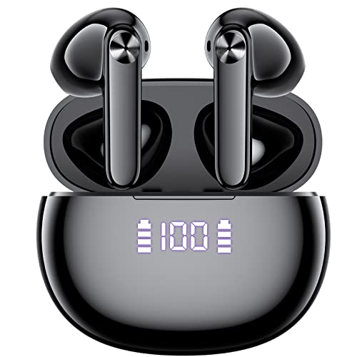 Wireless Earbuds Bluetooth Headphones 56H Playtime Stereo Wireless in Ear Buds with LED Power Display Charging Case Earphones IPX7 Waterproof Earbuds with Mics for Clear Calls