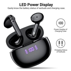 Wireless Earbuds Bluetooth Headphones 56H Playtime Stereo Wireless in Ear Buds with LED Power Display Charging Case Earphones IPX7 Waterproof Earbuds with Mics for Clear Calls