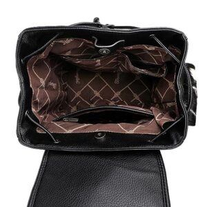 Montana West Wrangler Hair-on Cowhide Collection Backpack Western Buckled Back Pack Black WG12-9110BK